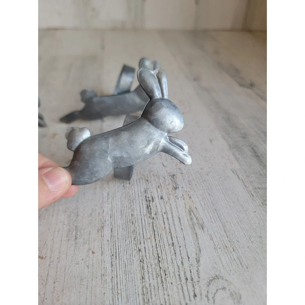 Metal Easter bunny rabbit hop napkin‎ holder set spring rabbit decor